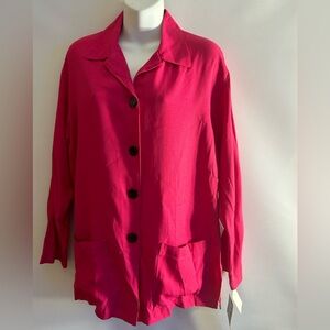 MS CHOICE CALIFORNIA FUSHSIA ACETATE AND RAYON OVERSIZED SHIRT USA MADE SIZE MED